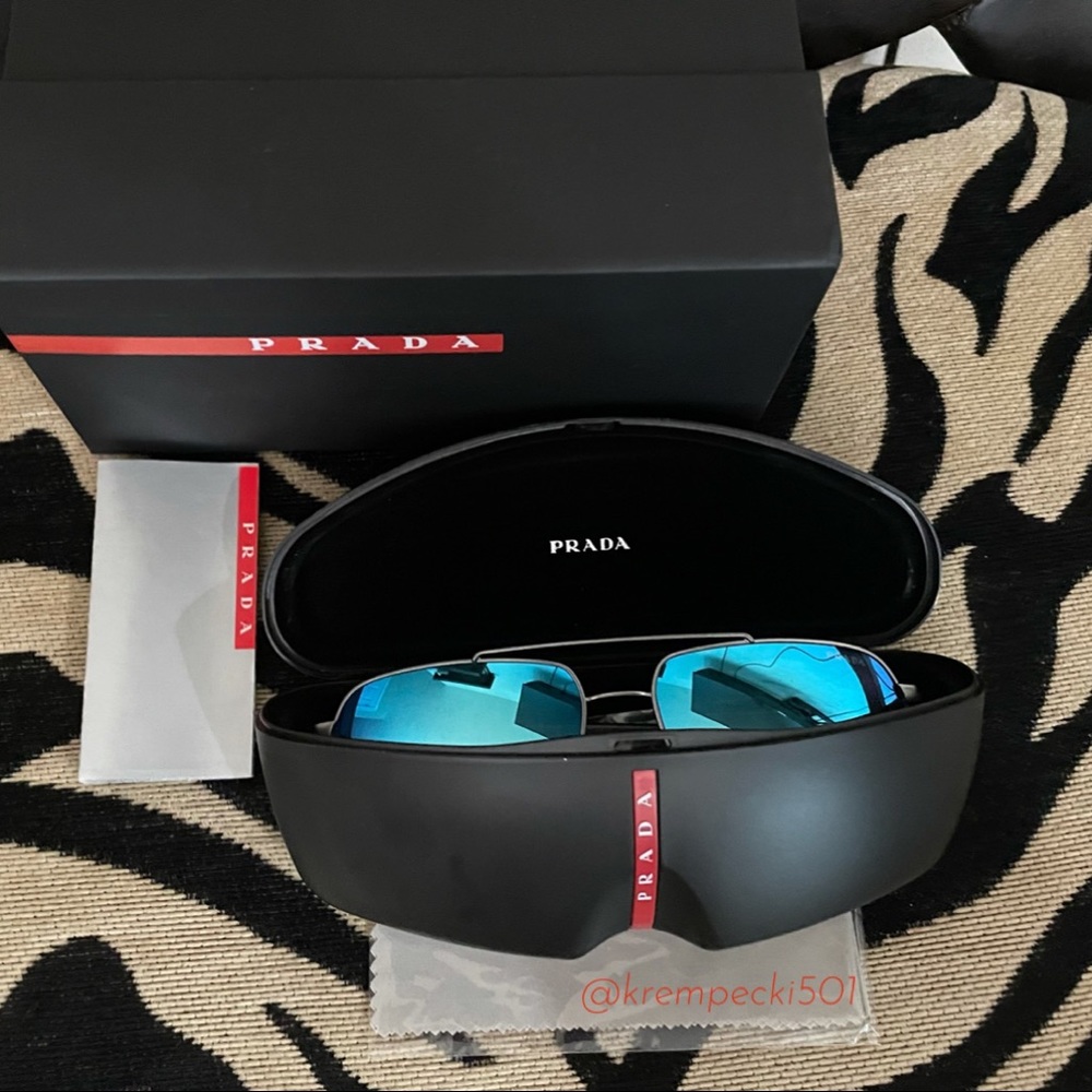 PRADA unisex mirrored blue auth/new sunglasses - Picture 3 of 10